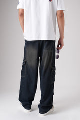 Rusty Blue Baggy Cargo Jeans For Men
