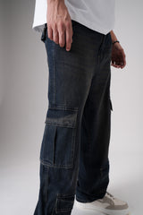 Rusty Blue Baggy Cargo Jeans For Men