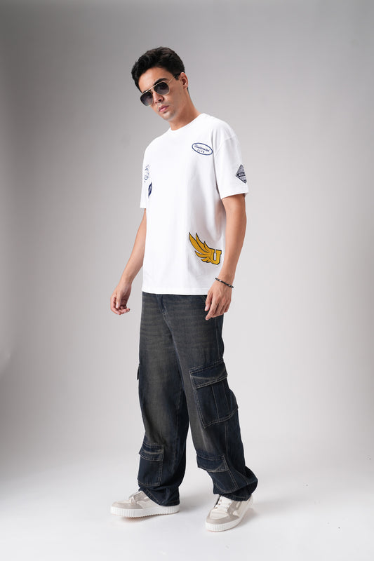 Rusty Blue Baggy Cargo Jeans For Men