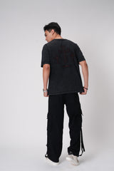 Deep Jet Black Men's Baggy Cargo jeans