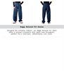 Product image showing front and back views of dark blue Baggy Relaxed Fit Denims, with a description: 