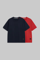 Pack of 2 Oversized T-shirts - Red/ Navy Blue