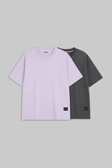 Pack of 2 Oversized T-shirts - Lilac/ Grey