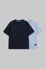 Pack of 2 Oversized T-shirts - Navy Blue/ Sky Blue