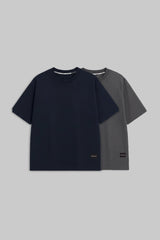 Pack of 2 Oversized T-shirts - Navy Blue/ Grey