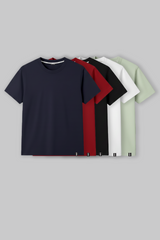Pack of 5 Regular Fit T-shirts - Navy/Red/Black/White/Green