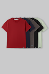 Pack of 5 Regular Fit T-shirts - Red/Navy/Grey/Black/Green