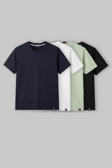 Pack of 4 Regular Fit T-shirts - Navy/White/Green/Black
