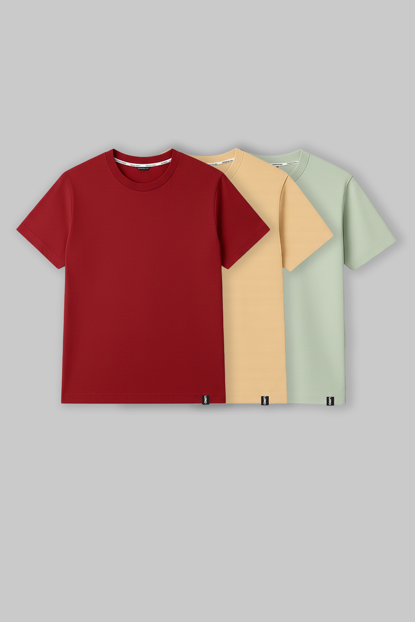 Pack of 3 Regular Fit T-shirts - Red/Beige/Green