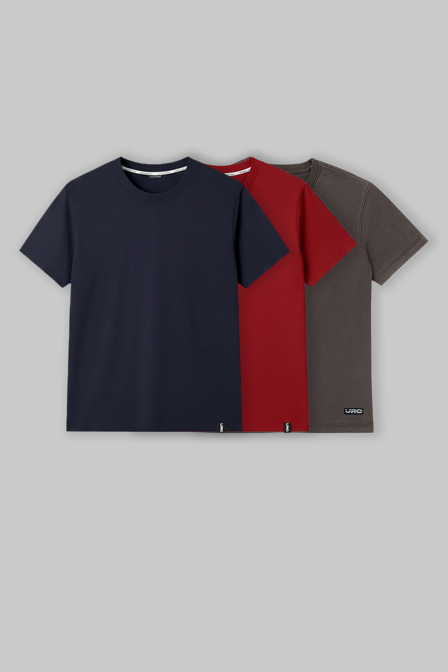 Pack of 3 Regular Fit T-shirts - Navy/Red/Grey
