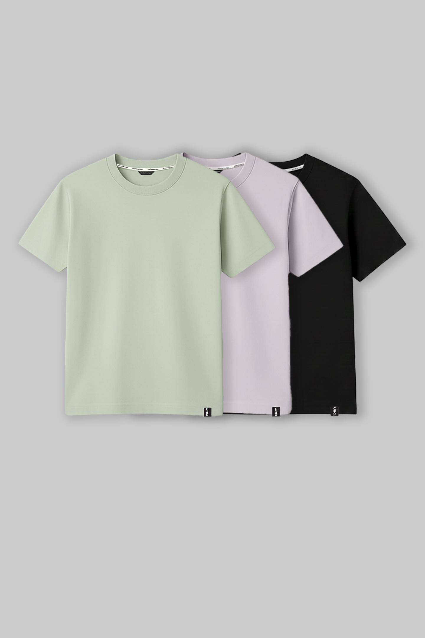 Pack of 3 Regular Fit T-shirts - Green/Lilac/Black