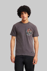 Tiger Roar Grey Acid Washed T-Shirt Men Pic 1