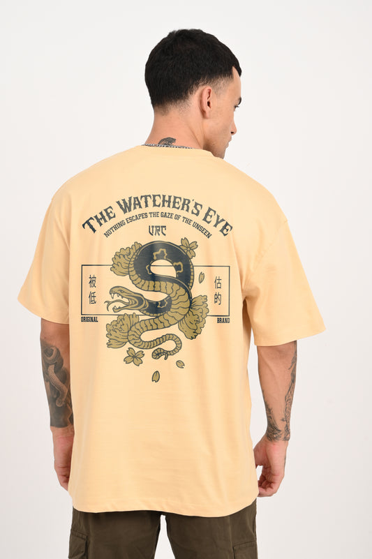Watcher Serpent Beige Oversized Fit T-Shirt Men Pic 1