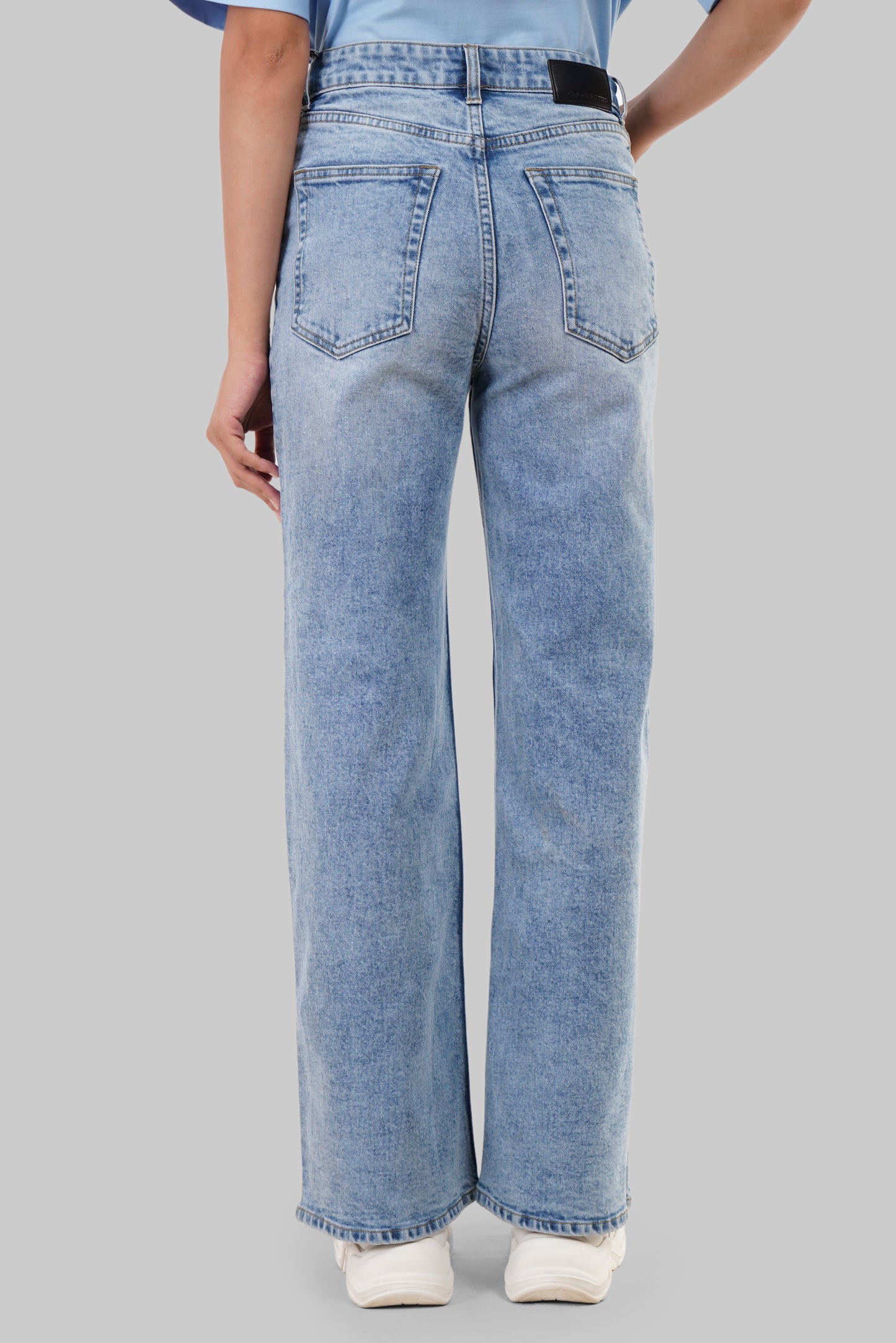 Light Blue High Rise Wide Leg Women Jeans Pic 3