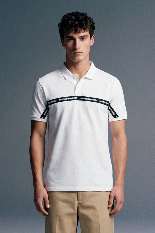 White Logo Tape Polo T-Shirt