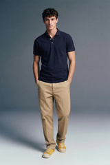 Navy Blue Shoulder Tape Polo T-Shirt