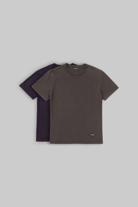 Pack of 2 Acid Washed T-shirts - Grey/Navy Blue