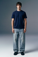 Solid Navy Blue Half Sleeves T-Shirt For Men Regular Fit