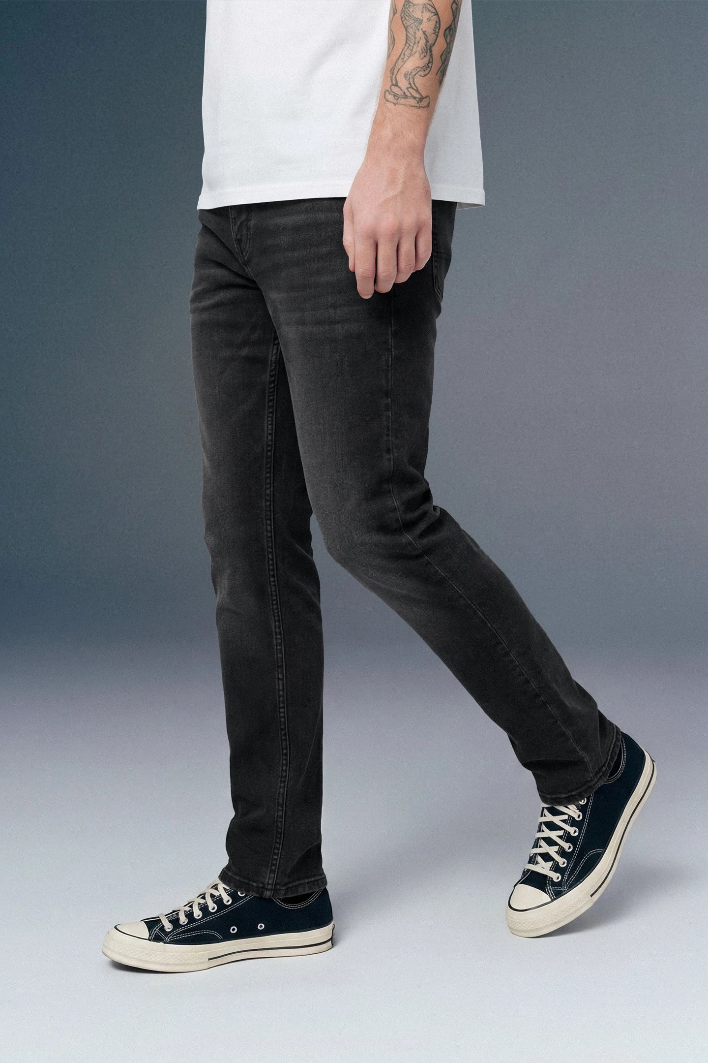 Black Mid Rise Men's Slim Fit Jeans