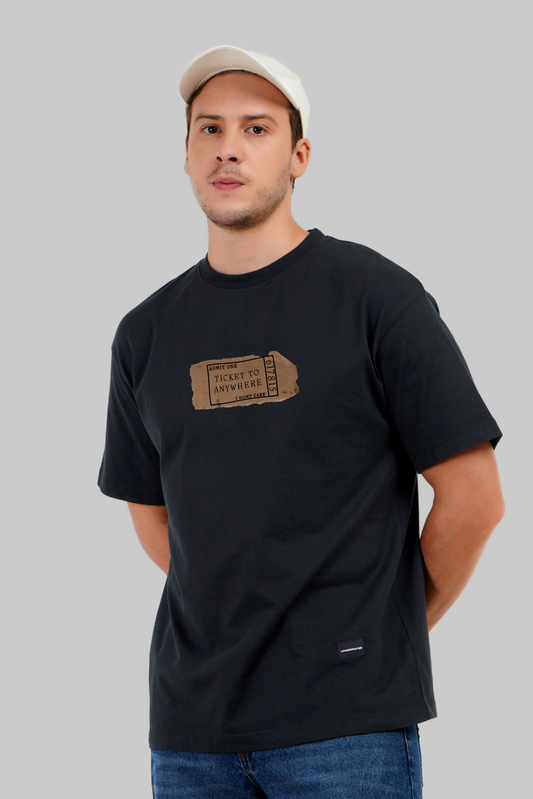 Ticket To Anywhere Black Oversized T-shirt Men