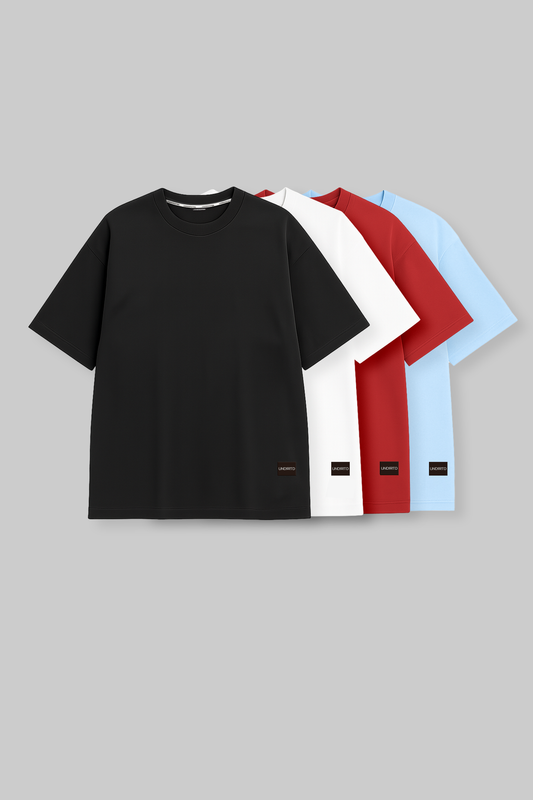 Pack of 4 Baggy T-shirts - Black/White/Red/Blue