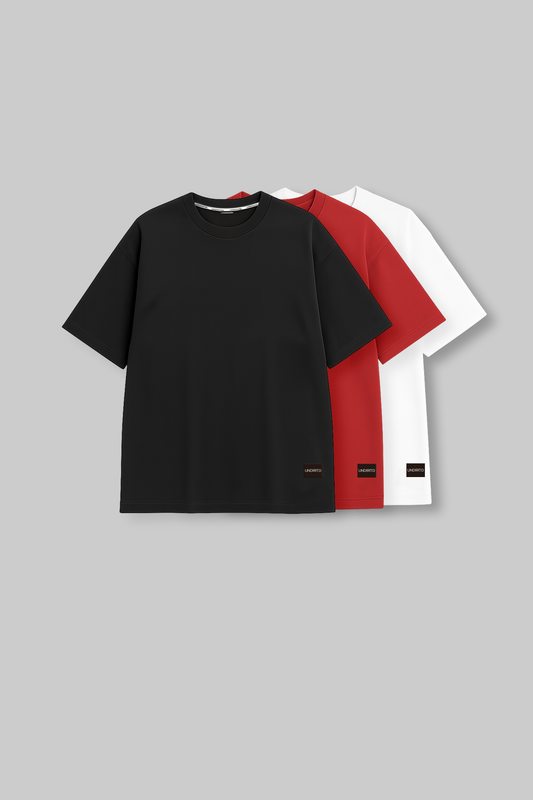 Pack of 3 Baggy T-shirts - Black/Red/White