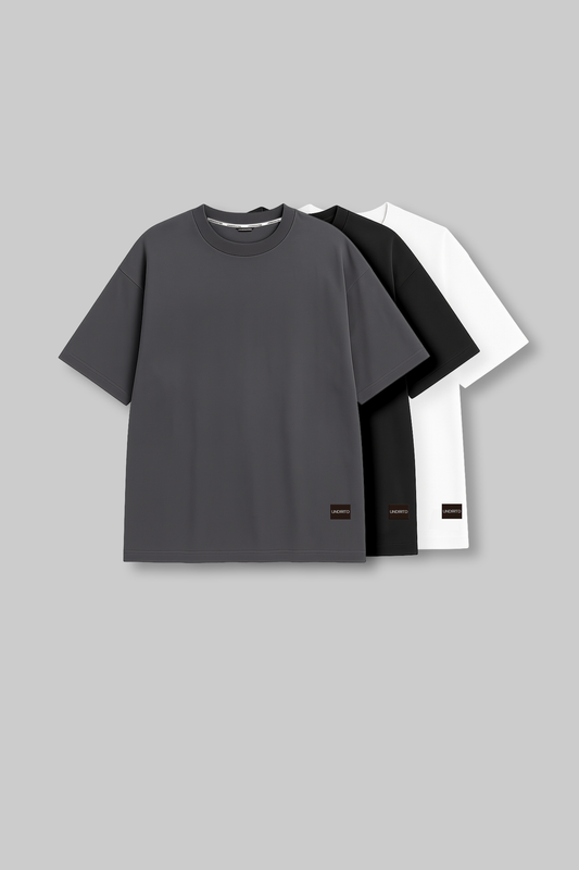 Pack of 3 Baggy T-shirts - Grey/Black/White