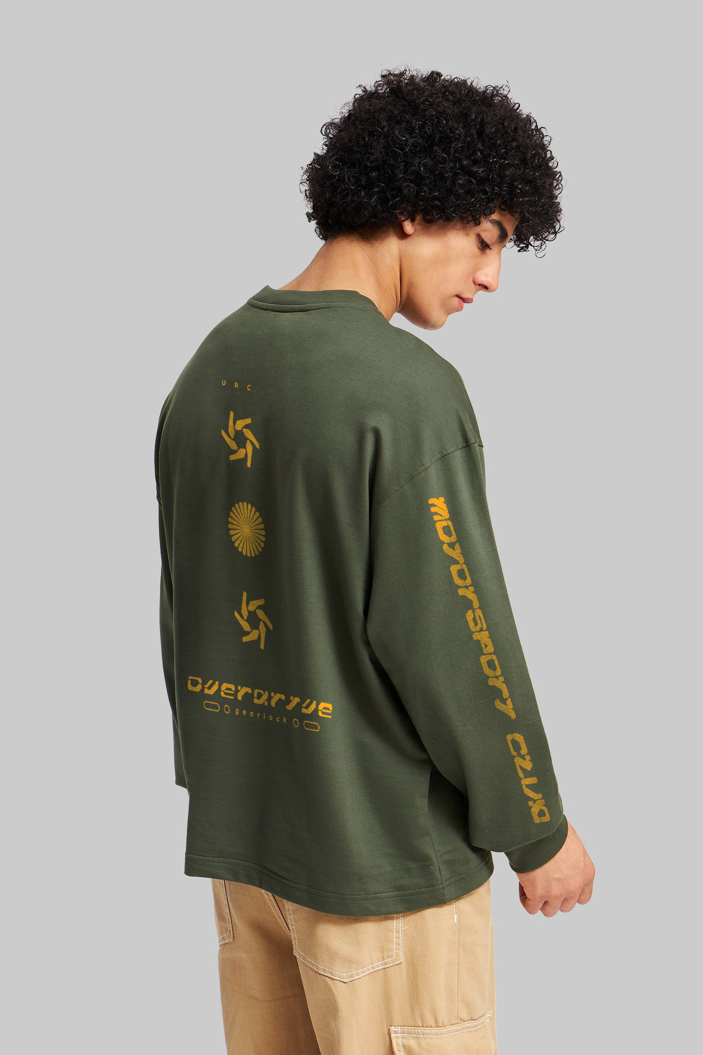 URC Overdrive Racer Green Full sleeve Oversized T-shirt Men