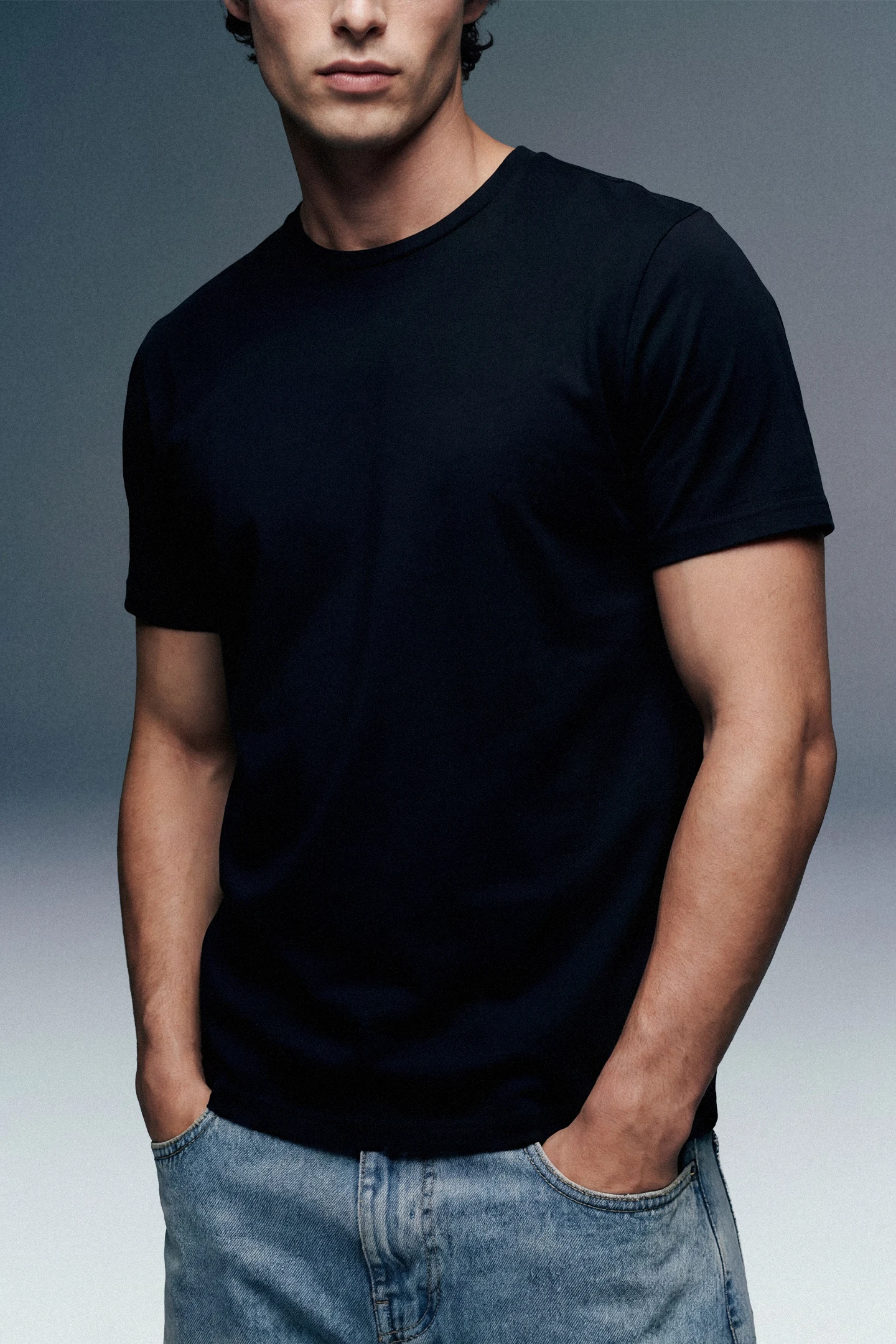 Solid Black Half Sleeves T-Shirt For Men Regular Fit