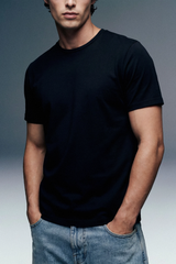 Solid Black Half Sleeves T-Shirt For Men Regular Fit