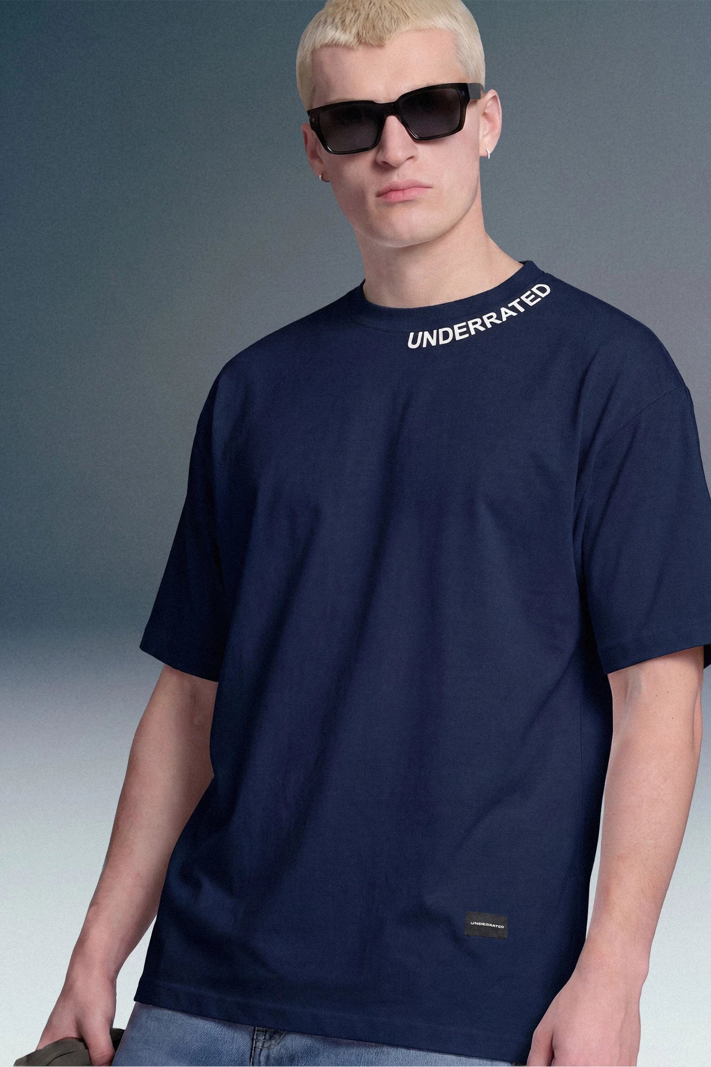 Underrated Curve Navy Blue Oversized T-shirt