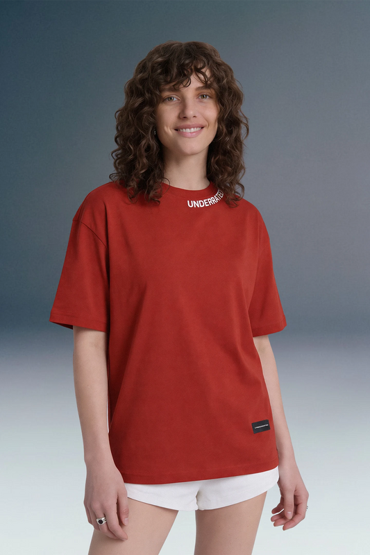 Underrated Curve Red Oversized T-shirt