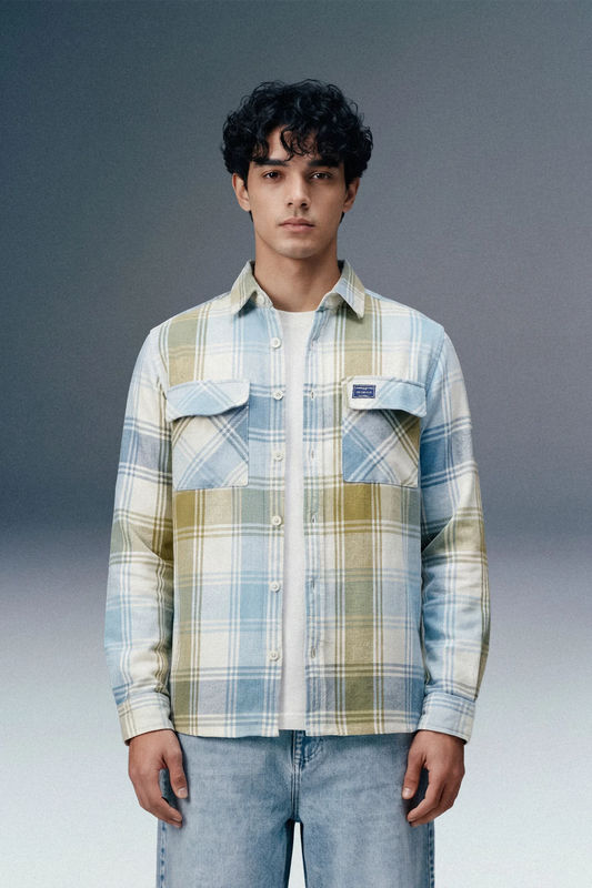 Blue Plaid Check Shacket