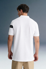 White Logo Print Polo T-Shirt