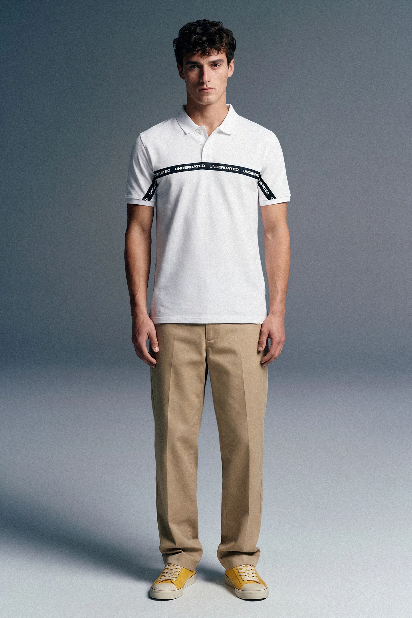 White Logo Tape Polo T-Shirt