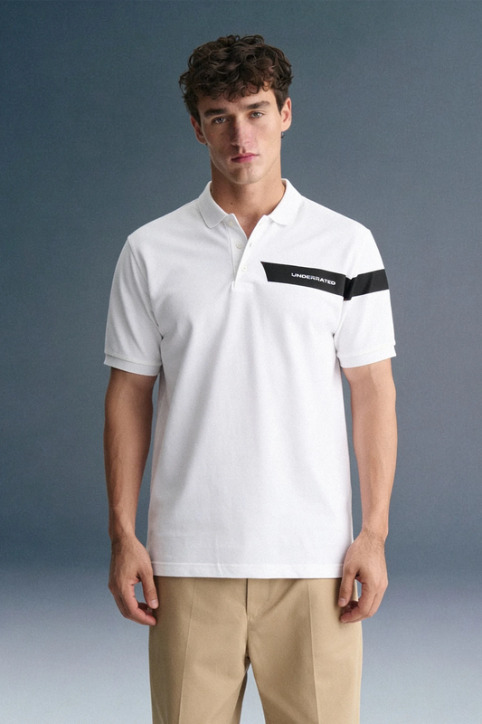 White Logo Print Polo T-Shirt