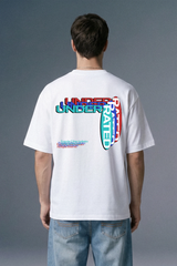 Layered Print White Oversized T-shirt