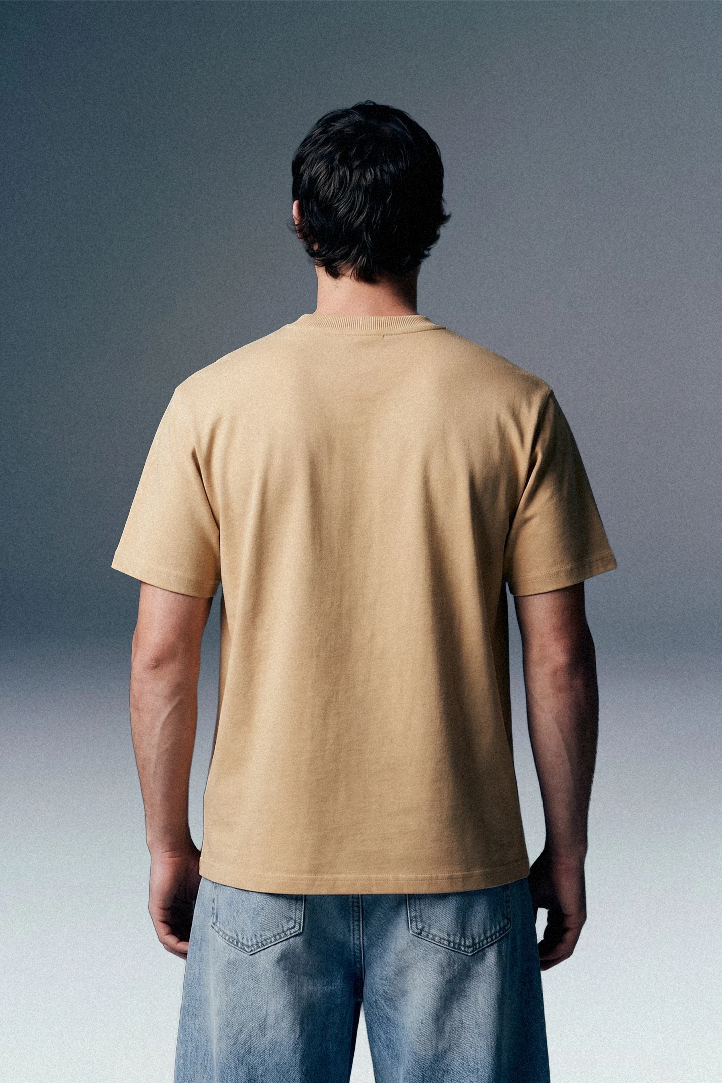 Underrated Curve Beige Regular Fit T-shirt