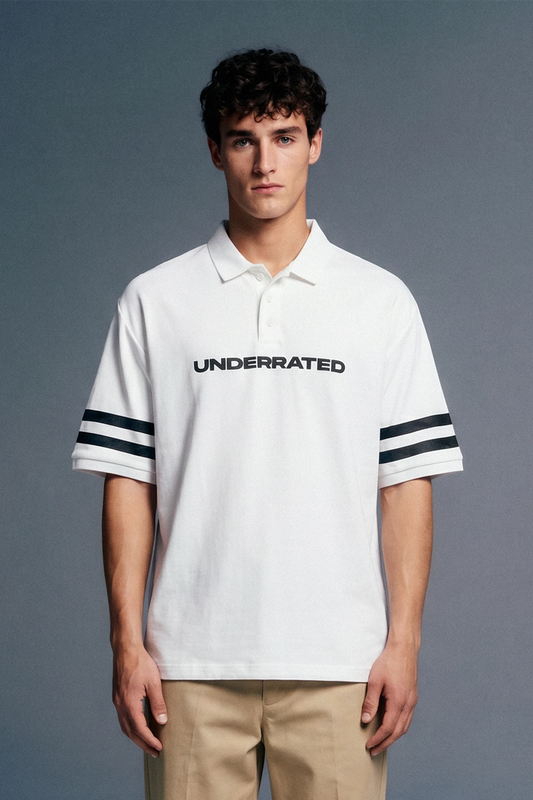 White Boxy Fit Polo T-Shirt
