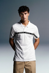 White Logo Tape Polo T-Shirt
