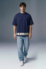 Edge Print Navy Oversized T-shirt