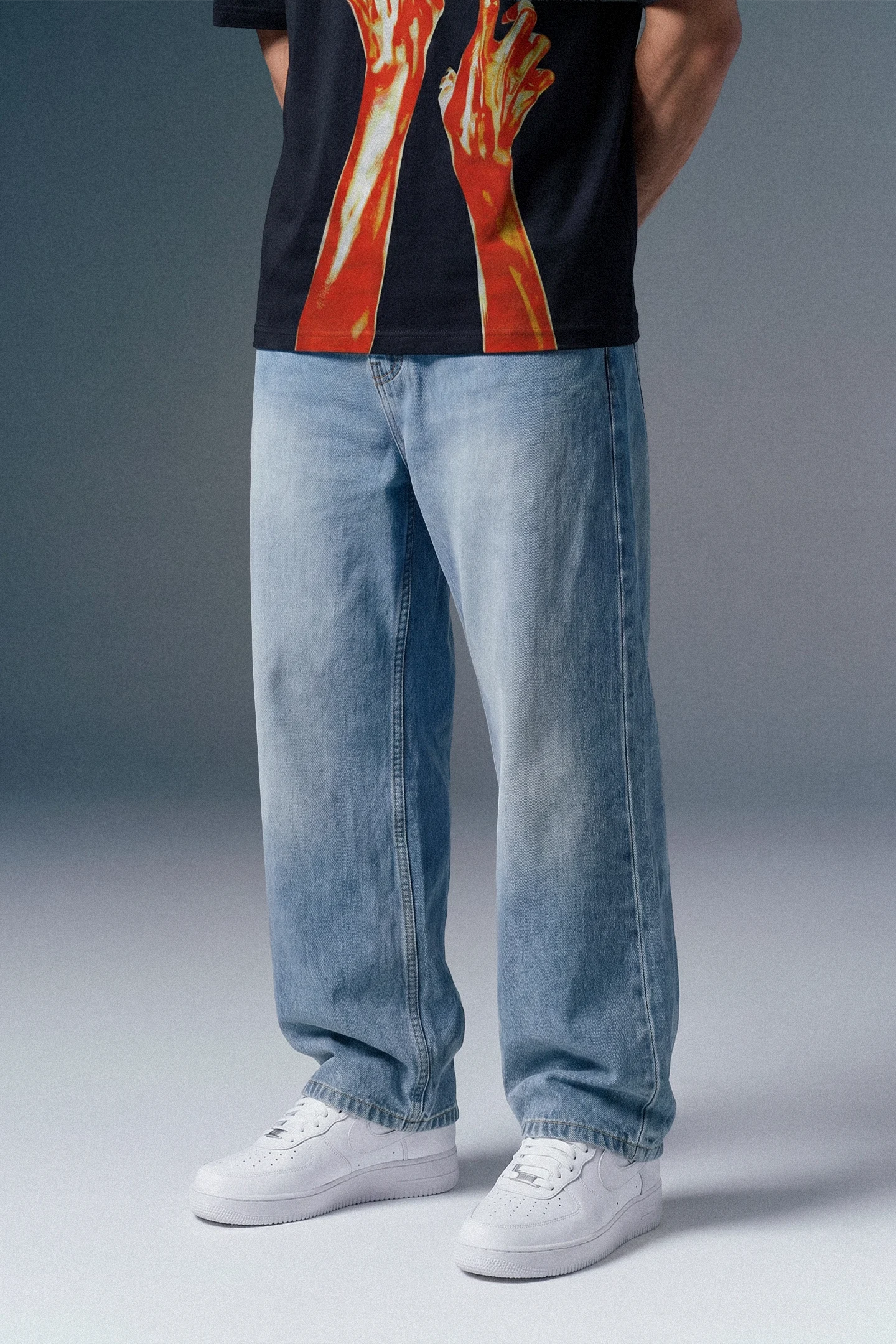 Light Blue Relaxed Fit Jeans for Men
