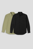 Men's Shirt Combo - Pack of 2 Solid Essentials - Black and Green