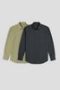 Men's Shirt Combo - Pack of 2 Solid Essentials - Grey and Green