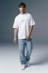 Layered Print White Oversized T-shirt