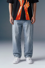 Light Blue Relaxed Fit Jeans for Men