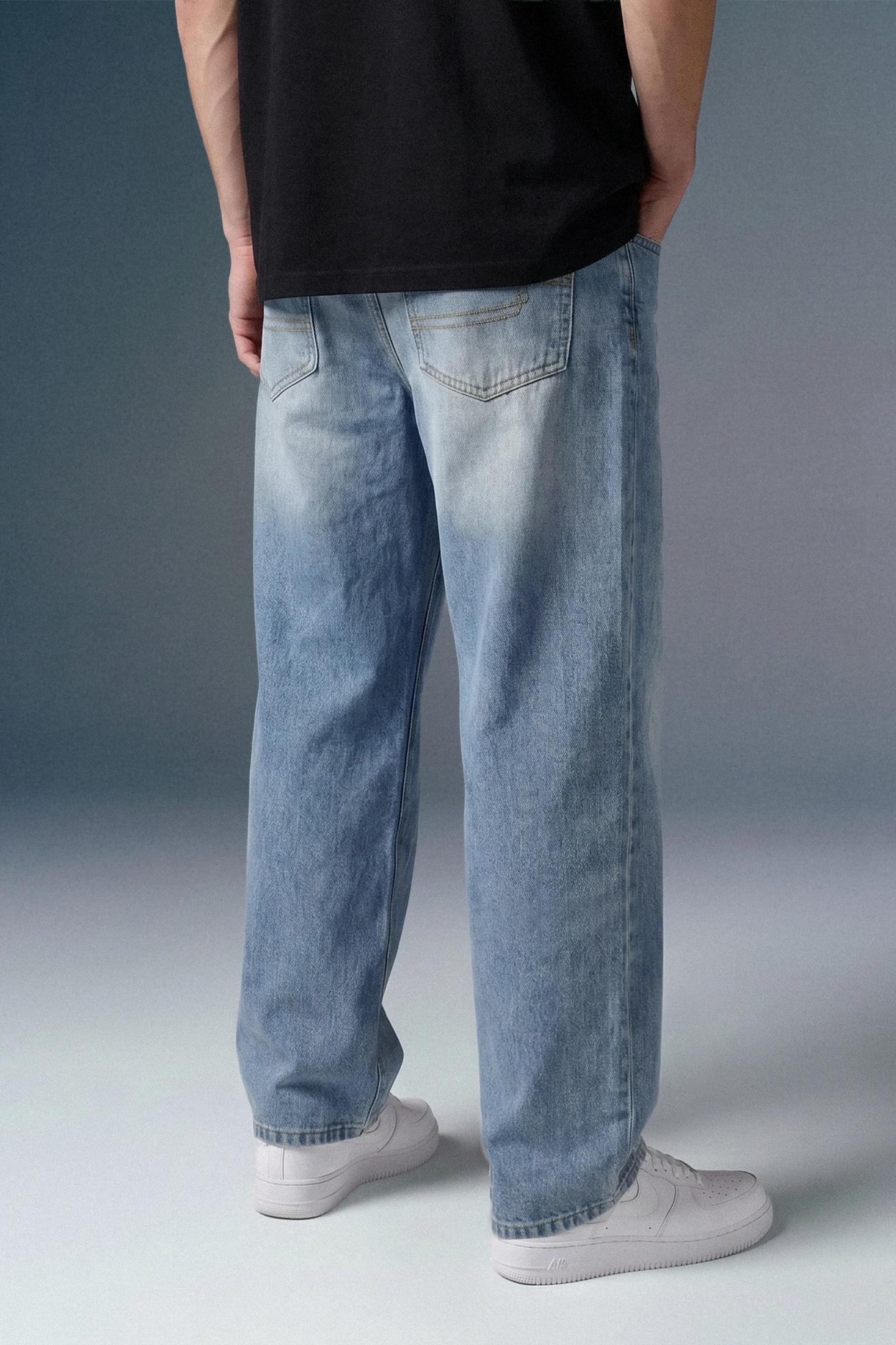 Light Blue Relaxed Fit Jeans for Men