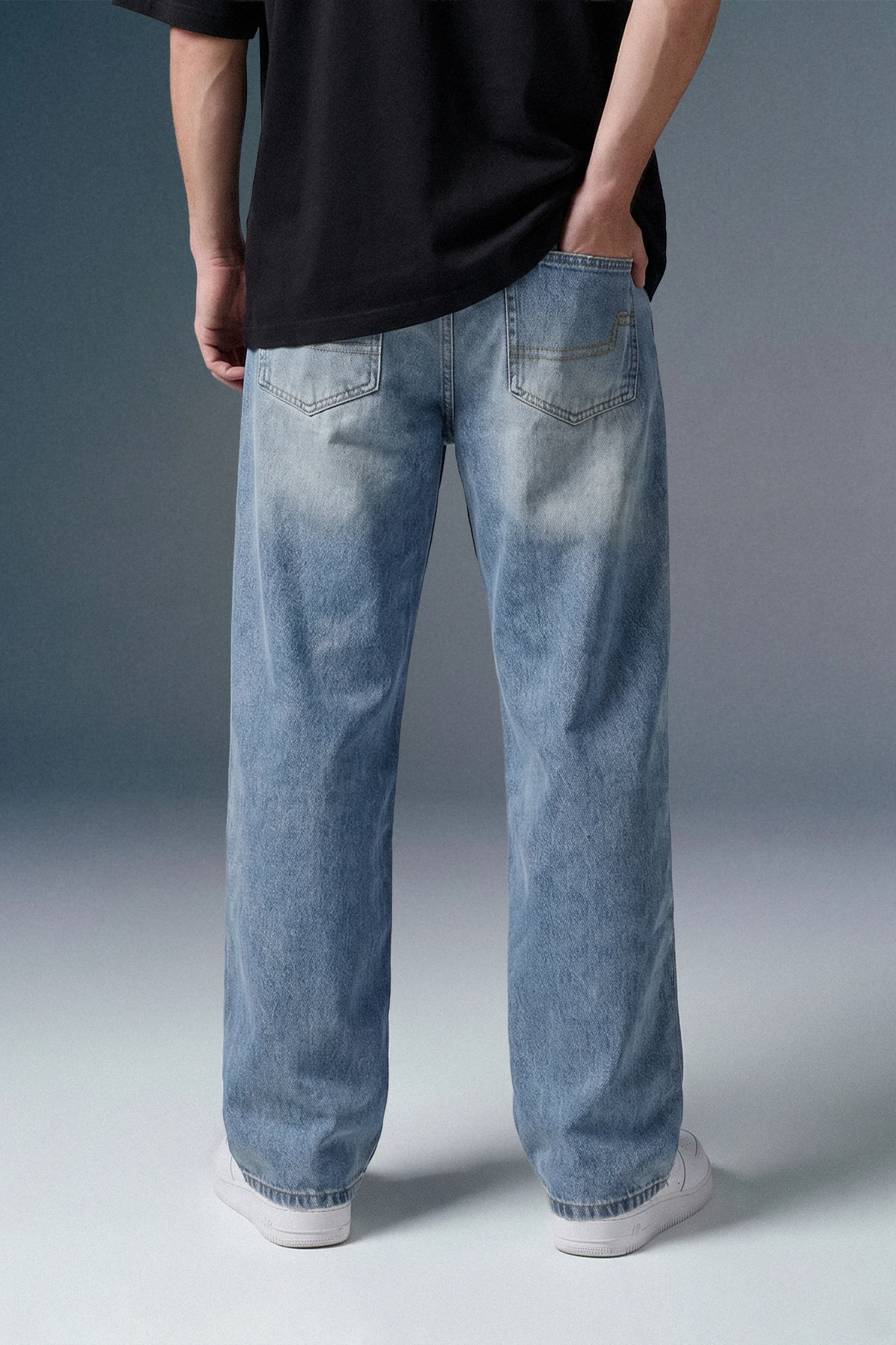 Light Blue Relaxed Fit Jeans for Men