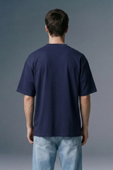 Script curve Navy Oversized T-shirt