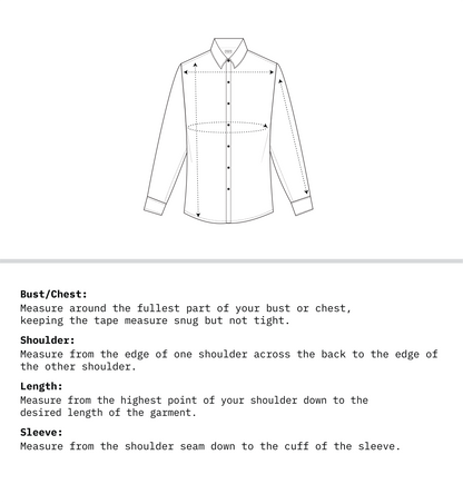 Measurement Guide of Men Slim Fit Shirt Full Sleeves